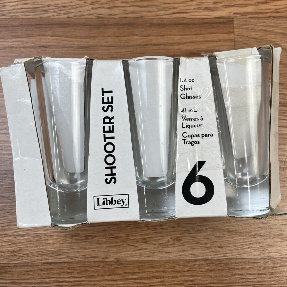 Package‎ of 6 Libbey Clear Glass Shooter Shot Glasses 1.4oz Each NEW